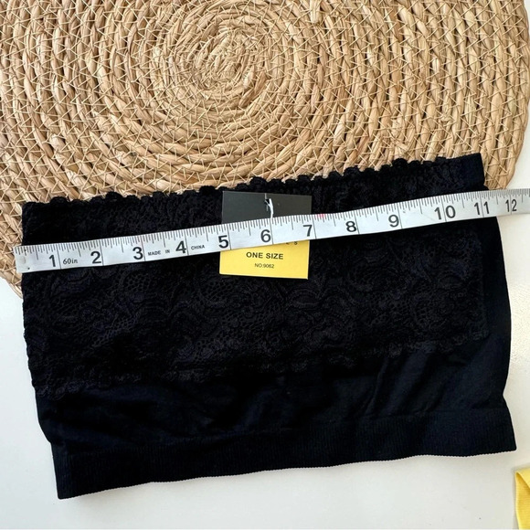 Coobie Women’s Floral Lace Strapless Bandeau Bra in Black One Size - Picture 4 of 7